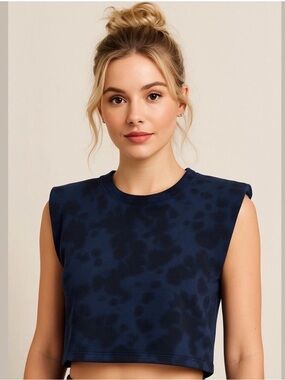 525 America Navy and Black Tie-Dye Crop Tank